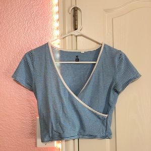 Pacsun blue and white striped crop top